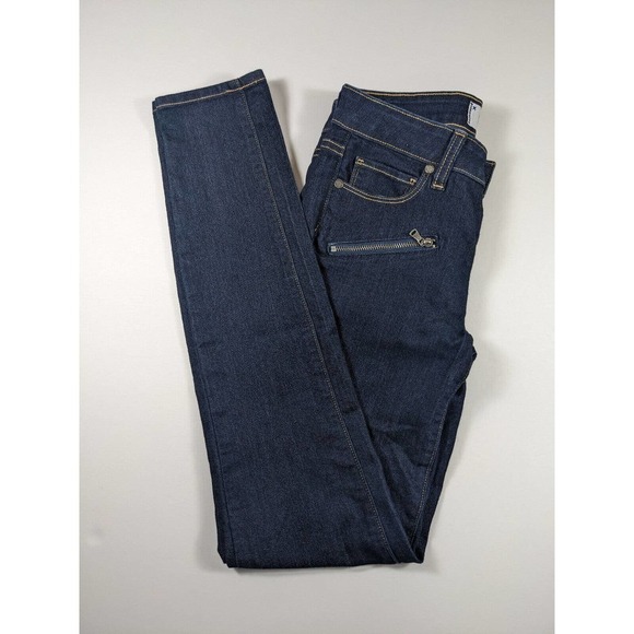 Paige Indio Skinny Jeans Dark Denim Wash 26 Zip Zipper Pockets Stretch Cotton - Picture 11 of 11